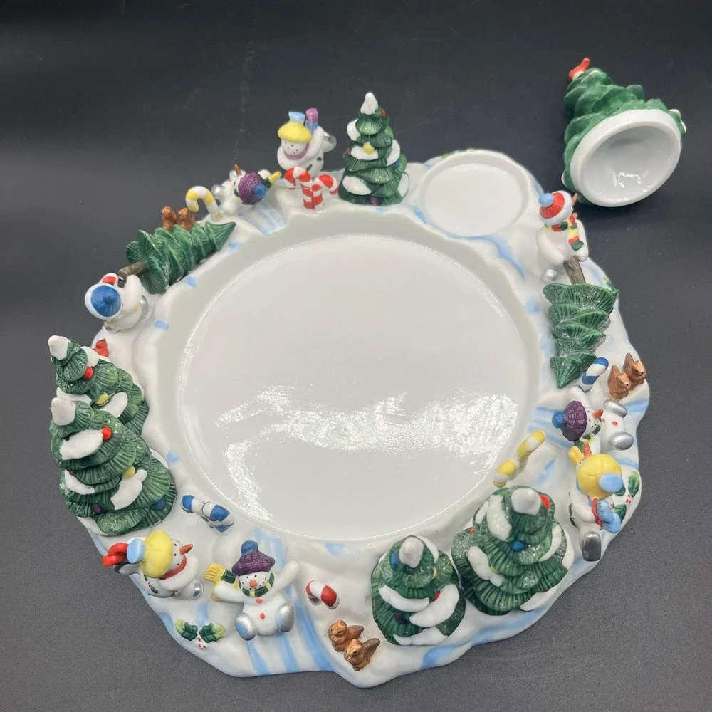 Vtg Partylite P7870 Snowbell 3 Wick Candle Holder Tree Snuffer 11